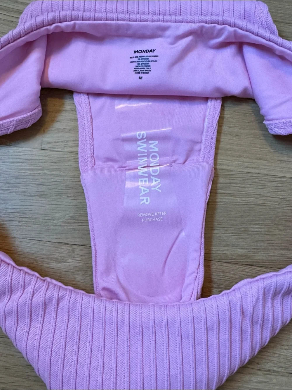 NWT Monday Swimwear Byron Bottom in Cherry Blossom Pink Ribbed Bikini Bottom